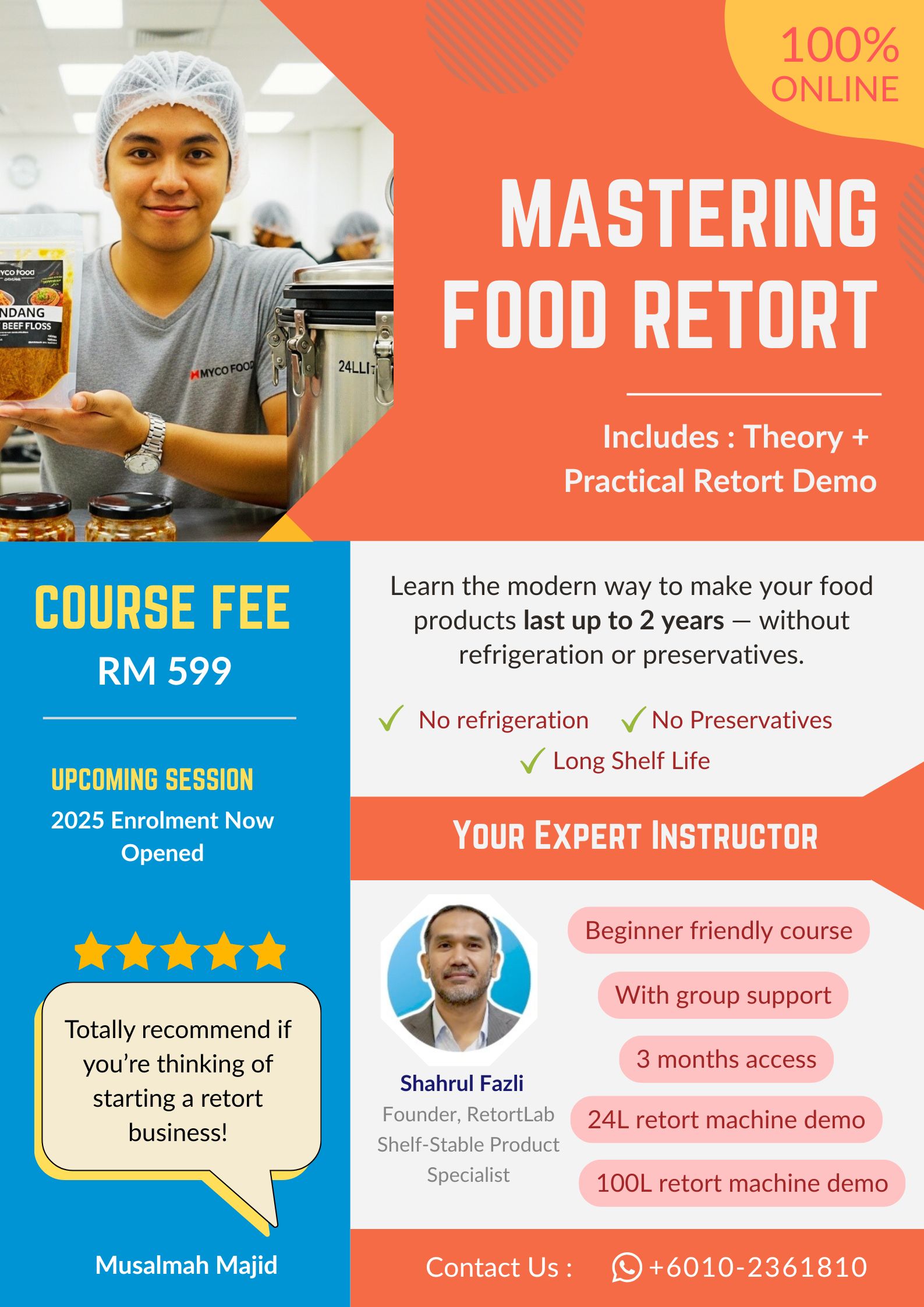 retort course poster -- 100% fully online for international audience