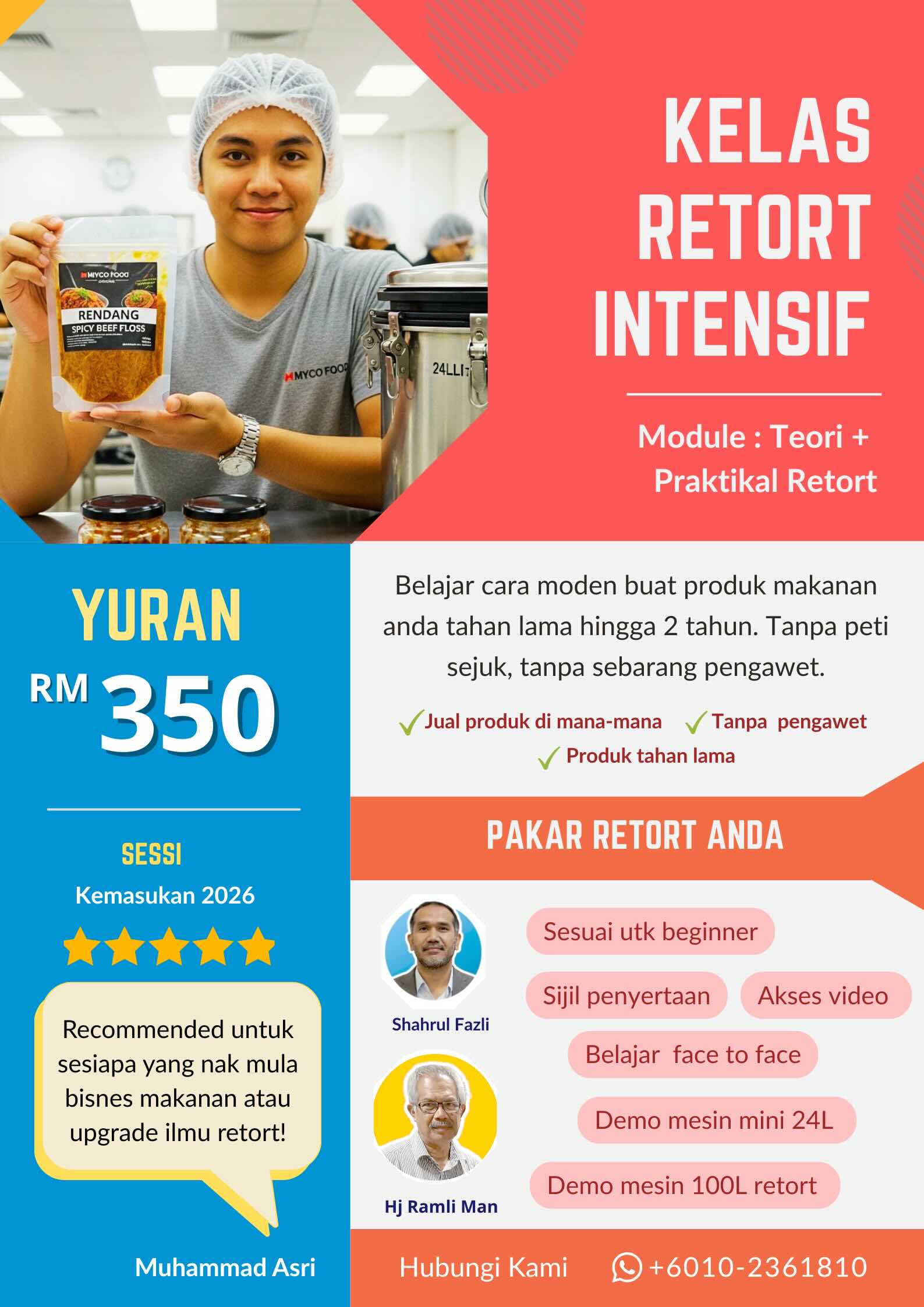 kursus retort secara online dan praktikal face to face