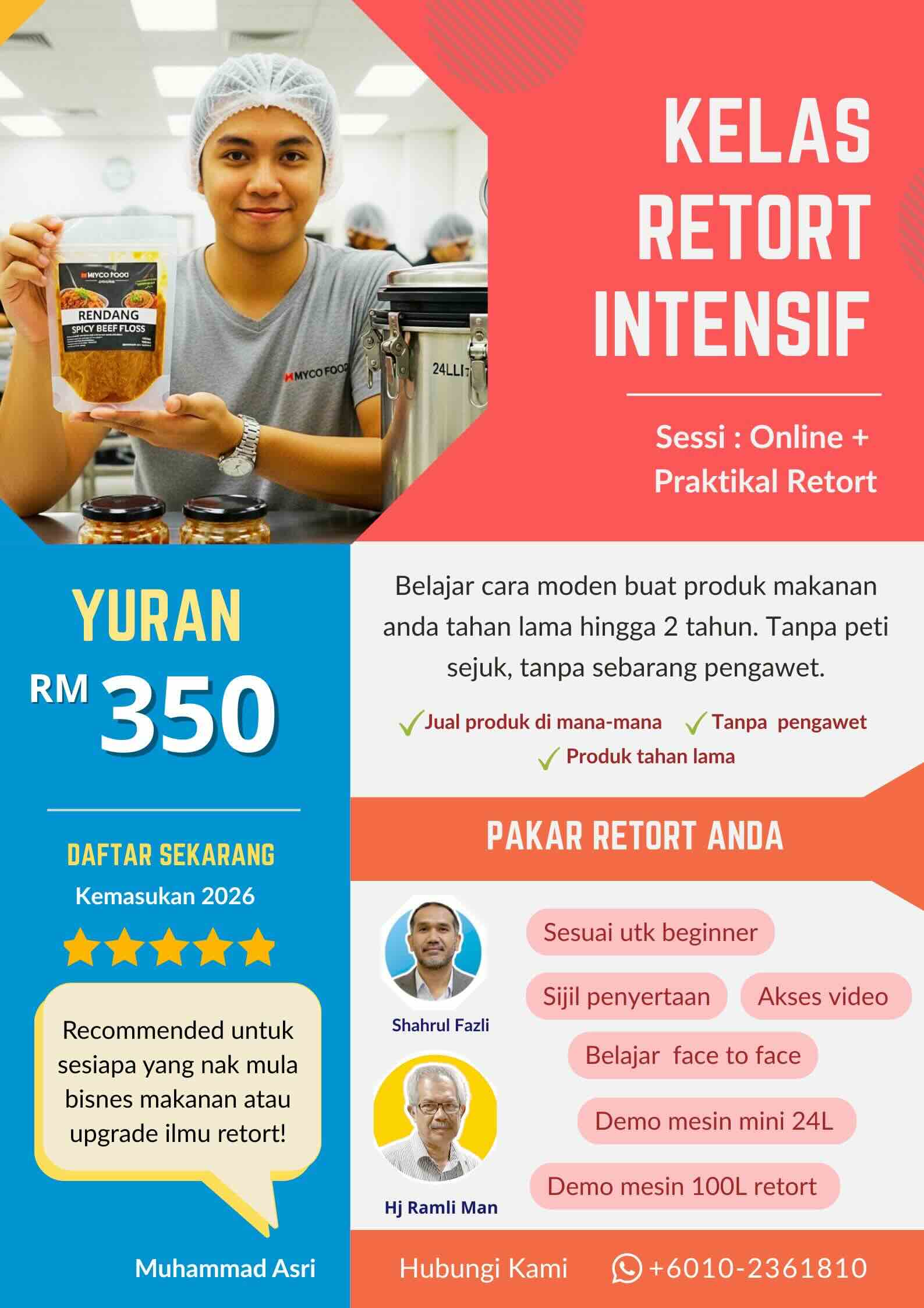 kursus retort secara online dan praktikal face to face